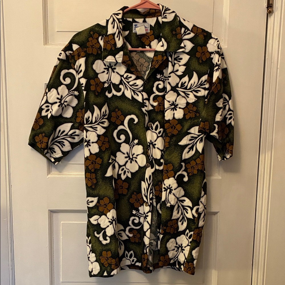 Men's Floral Dress Shirt - Green and Brown